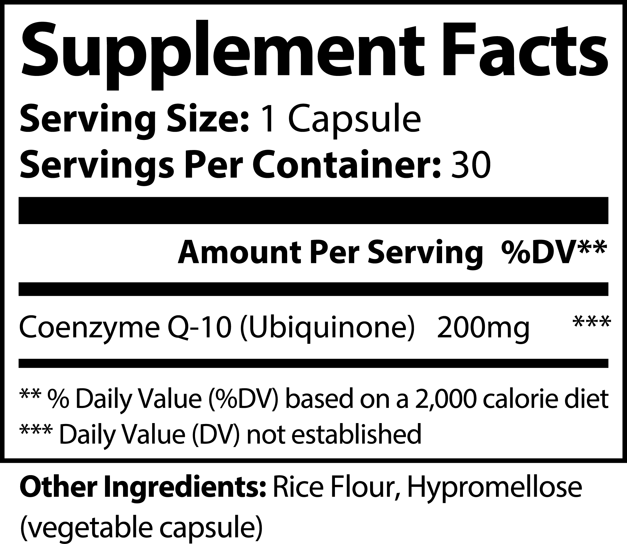 CoQ10 Ubiquinone (Essential for producing ATP, the body's major energy source)